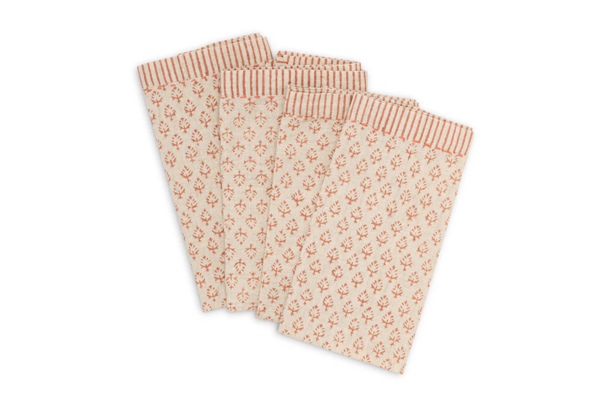 Peplu Block Print Napkin - Terracotta - (Set of 4) - Image 4