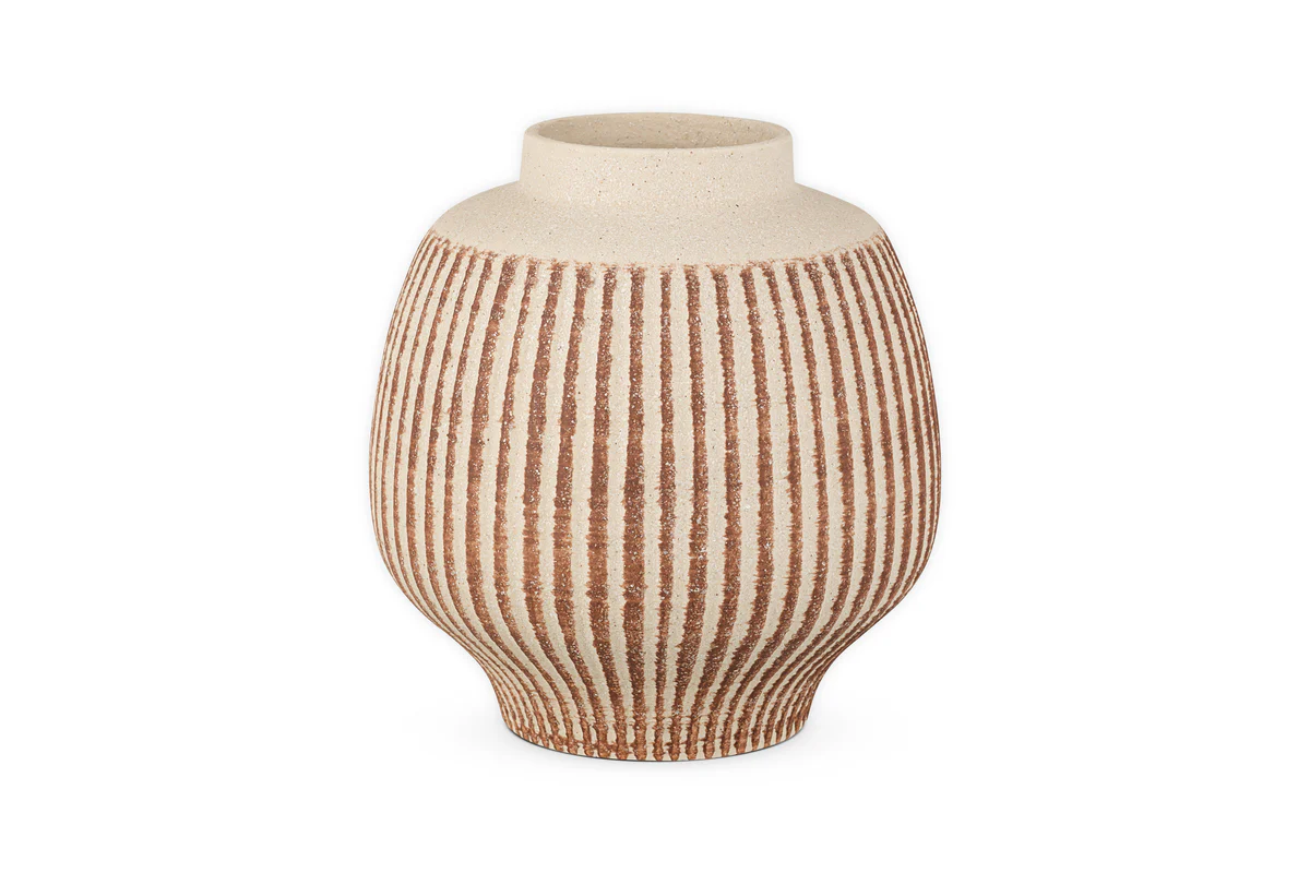 Perola Reactive Glaze Decorative Vase - Natural & Rust - Image 9