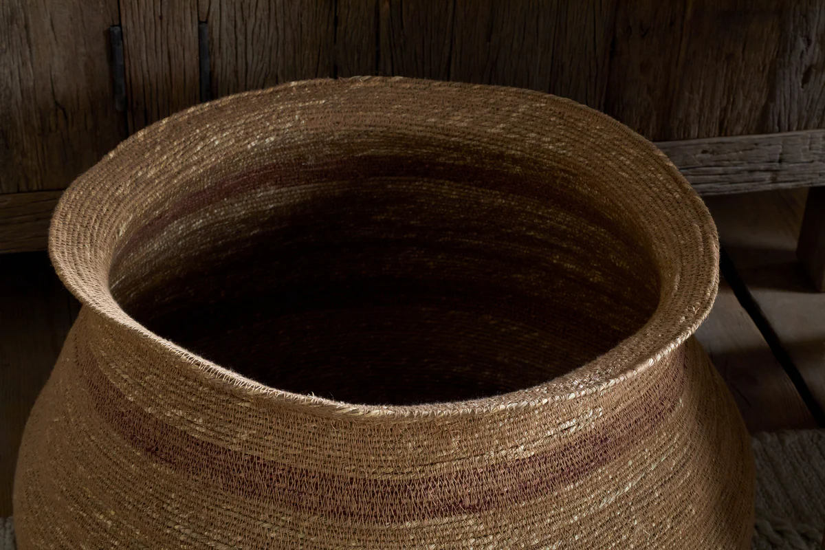 Rana Wide Basket - Natural & Rust - Image 3