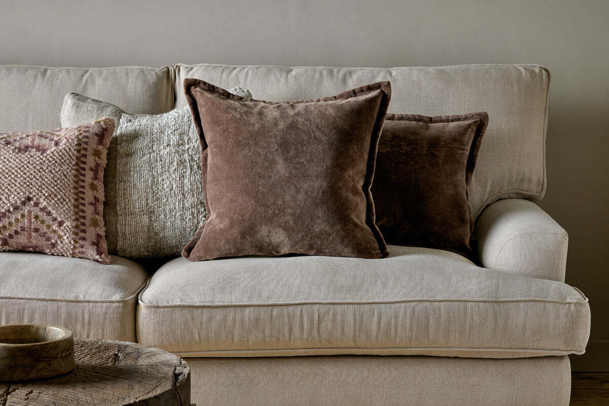 Renwal Velvet & Linen Cushion Cover - Brown - Image 2