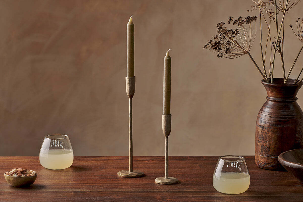 Rustic Soy Blend Dinner Candle - Olive Green - (Set of 2) - Image 3