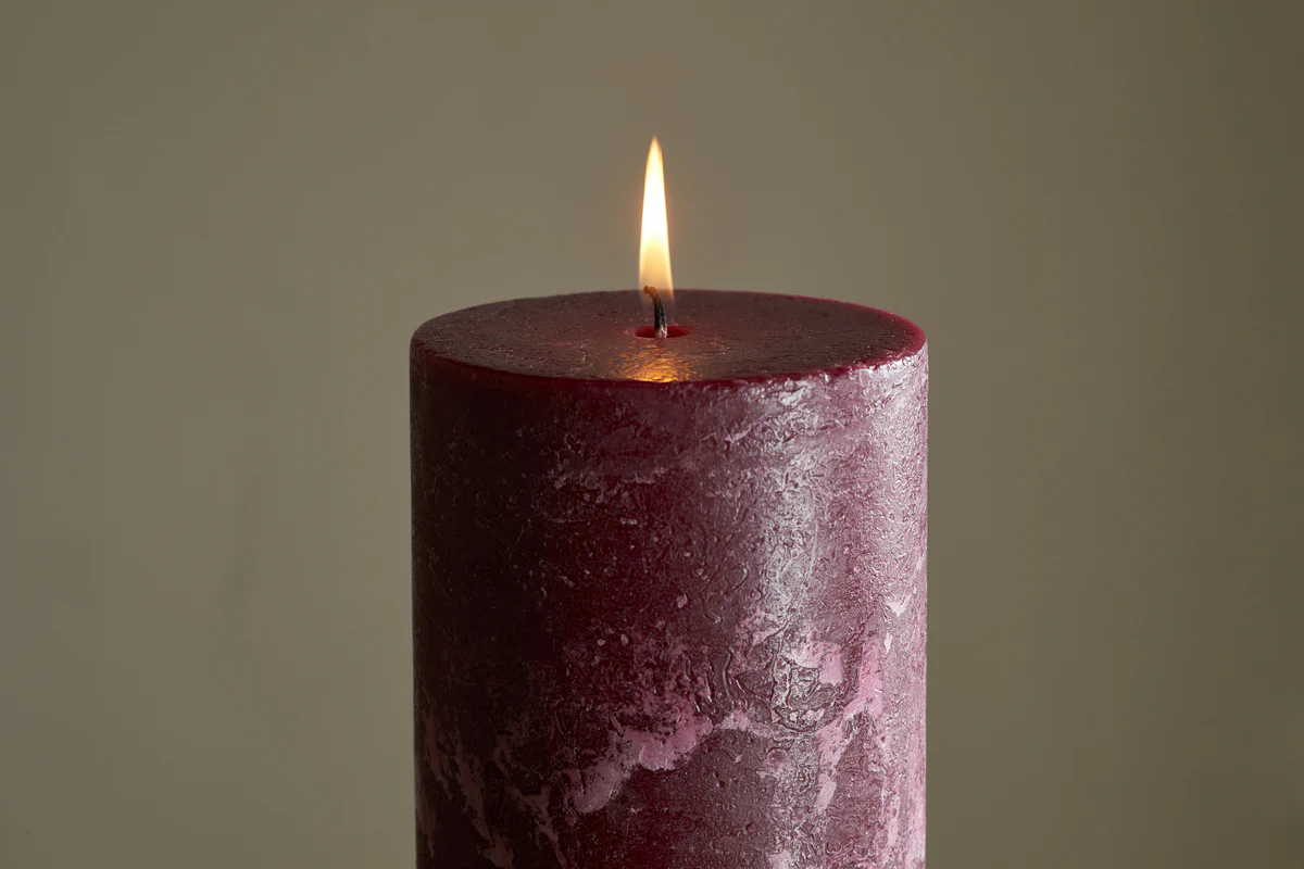 Rustic Soy Blend Pillar Candle - Dark Cherry - Large - Image 3