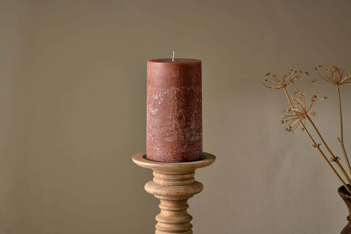 Rustic Soy Blend Pillar Candle - Rust - Large - Image 3
