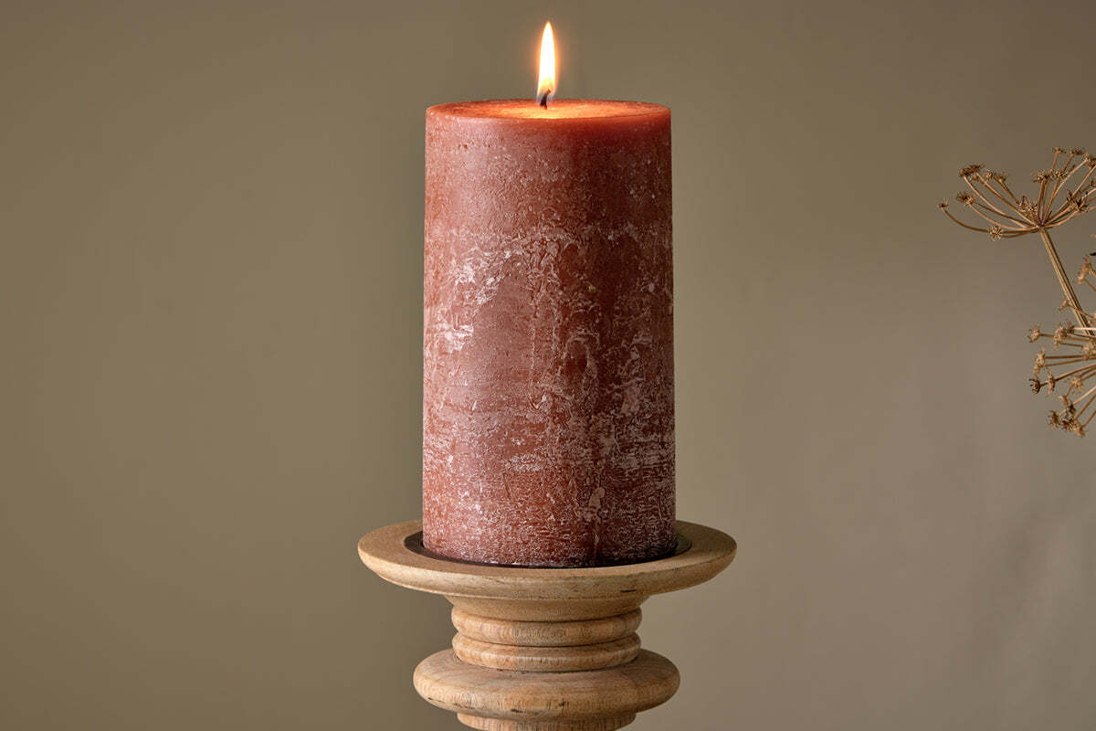 Rustic Soy Blend Pillar Candle - Rust - Large - Image 4