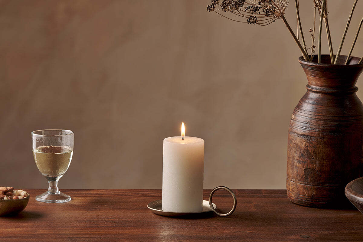 Rustic Soy Blend Pillar Candle - White - Small - Image 2