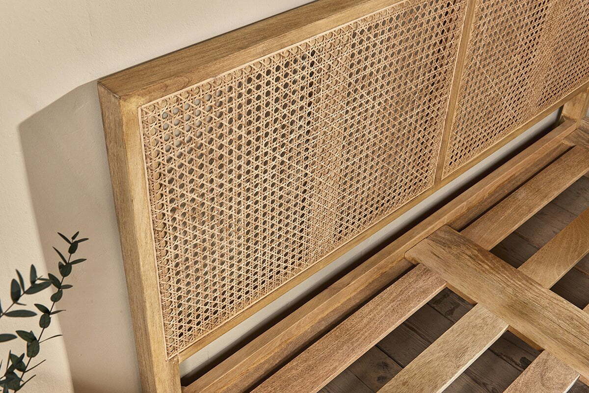 Saharsa Cane & Mango Wood Bed - Image 5