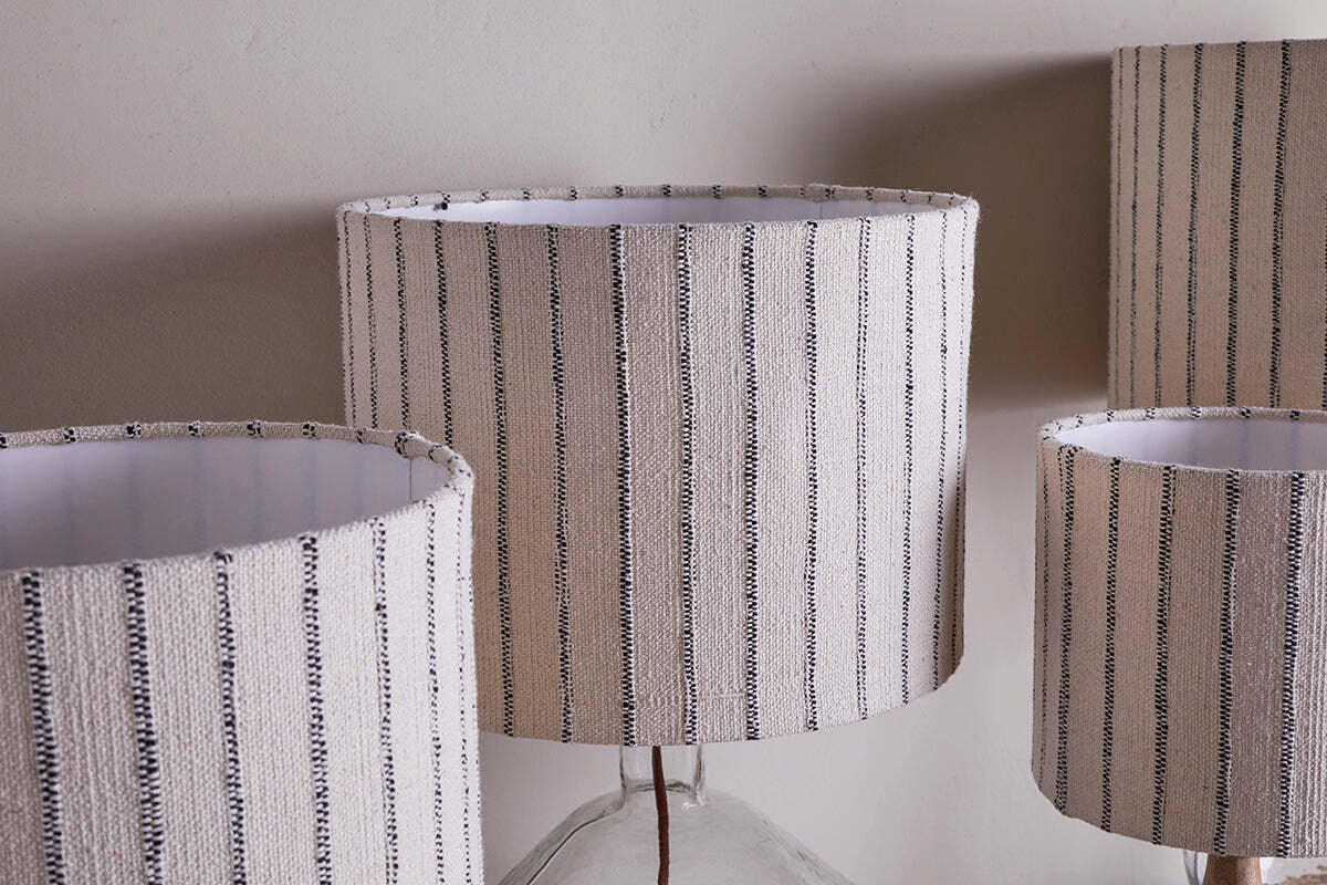 Sanja Stripe Cotton Lampshade - Off White & Grey - Image 4