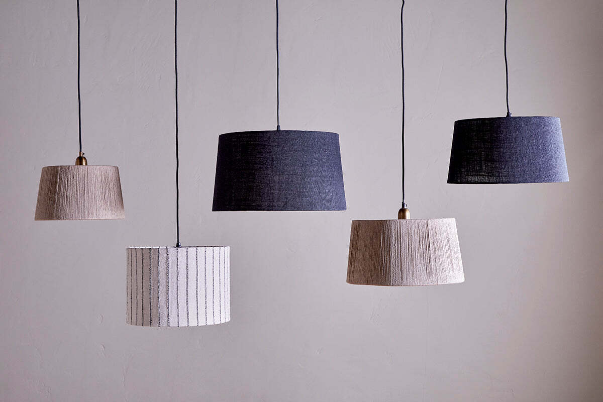 Sanja Stripe Cotton Lampshade - Off White & Grey - Image 6