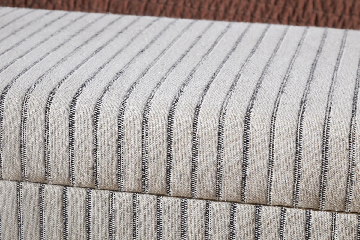 Sanja Stripe Cotton & Linen Upholstered Storage Bench - Grey - Image 7