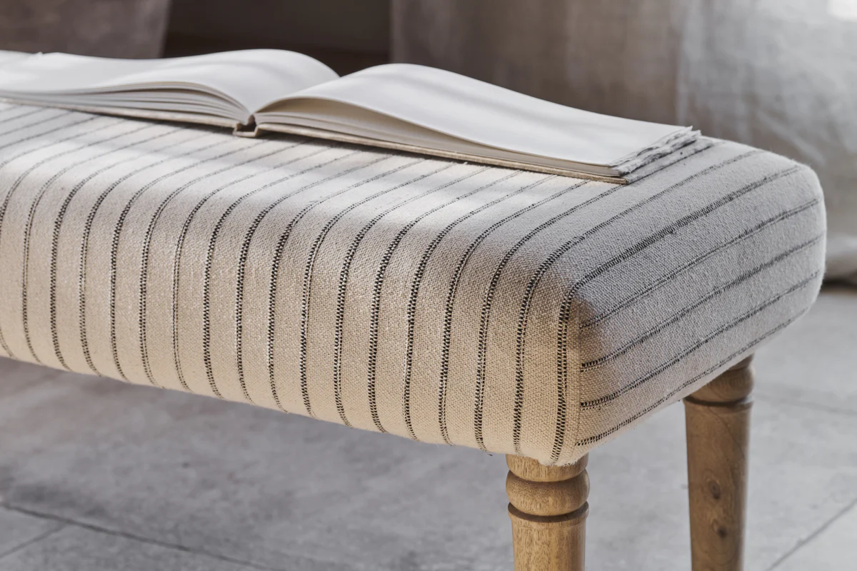 Sanja Stripe Upholstered Bench - Grey - Image 5