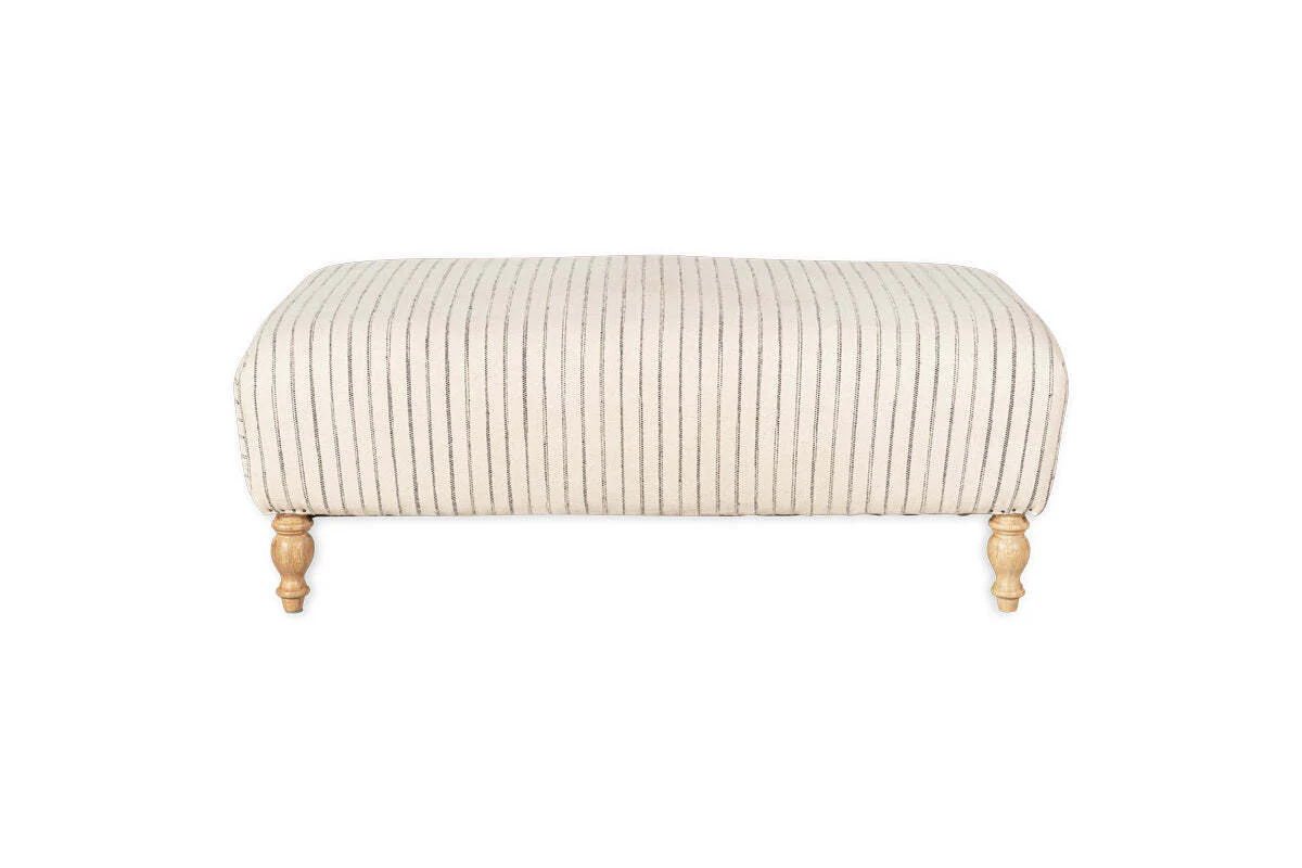 Sanja Stripe Upholstered Ottoman - Off White - Image 6