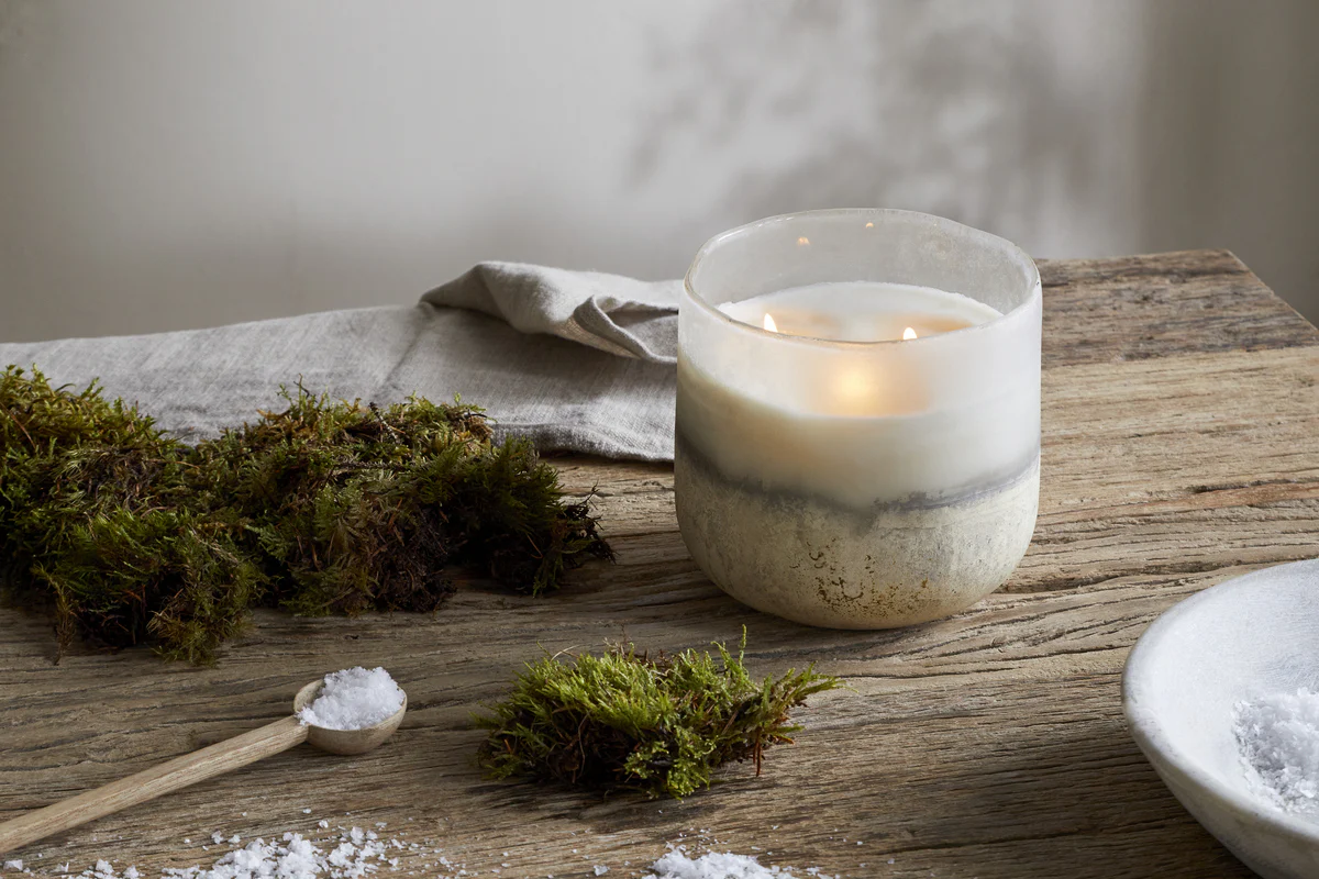 Sea Salt & Moss 3 Wick Scented Candle - Aged Smoke - Image 4