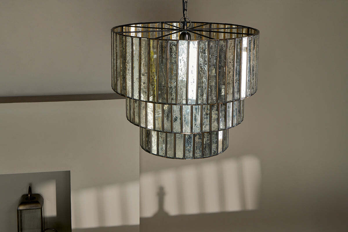 Shanaya Mottled Glass Chandelier - Antique Bronze - Image 3