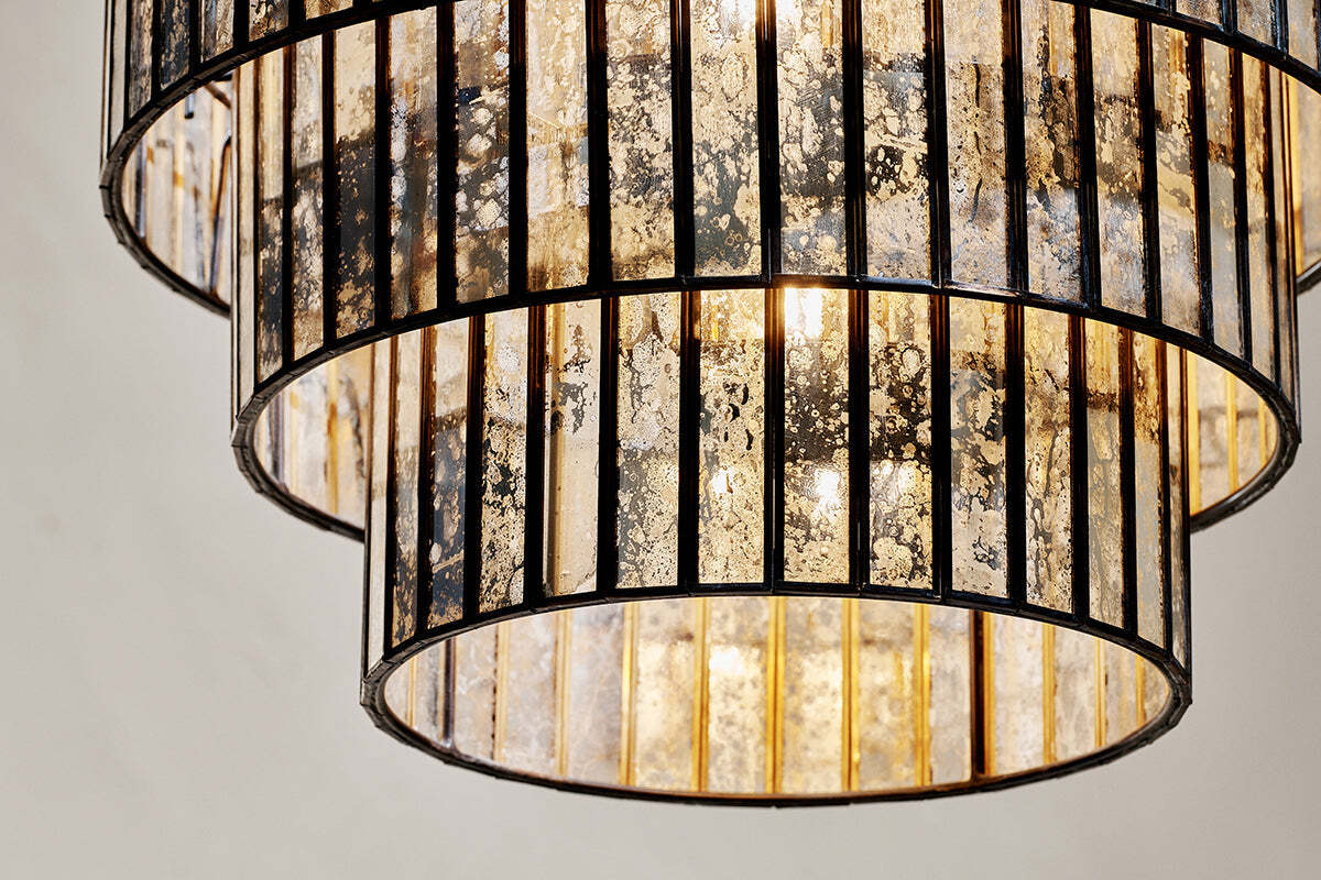Shanaya Mottled Glass Chandelier - Antique Bronze - Image 4