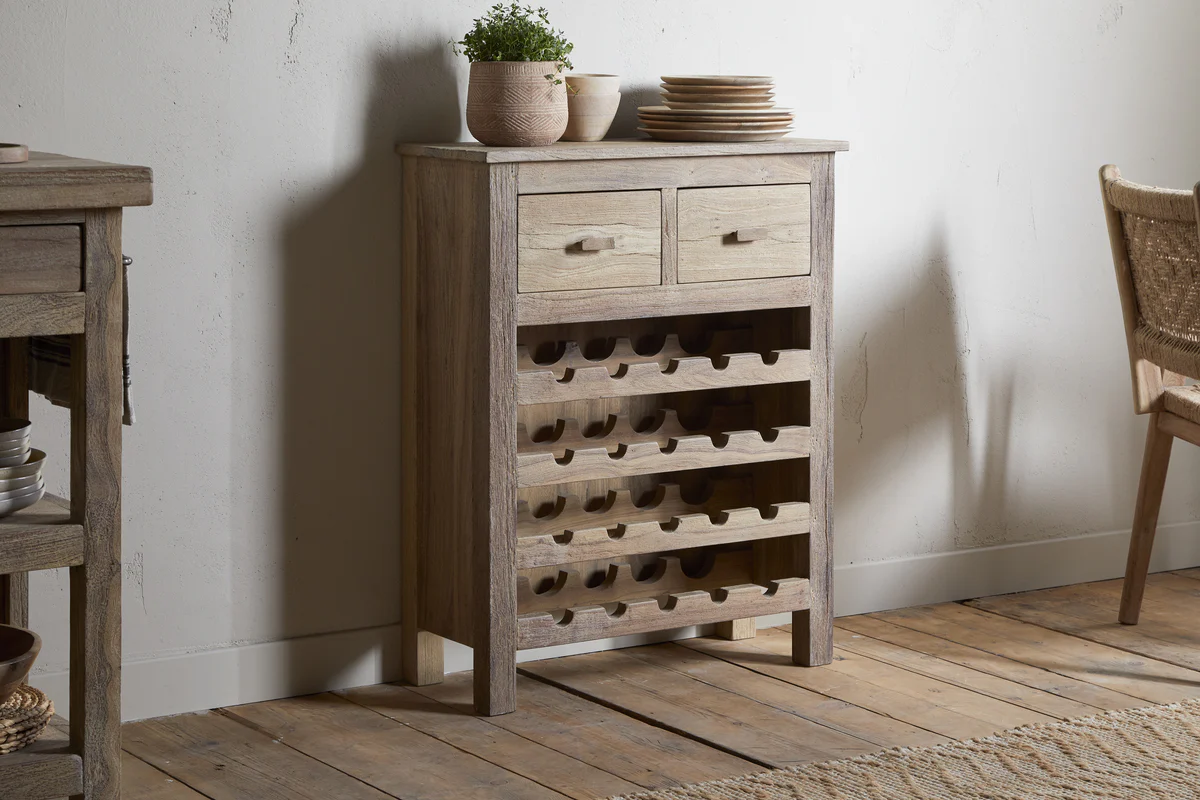 Shanthi Reclaimed Wood Wine Rack - Natural - Image 3