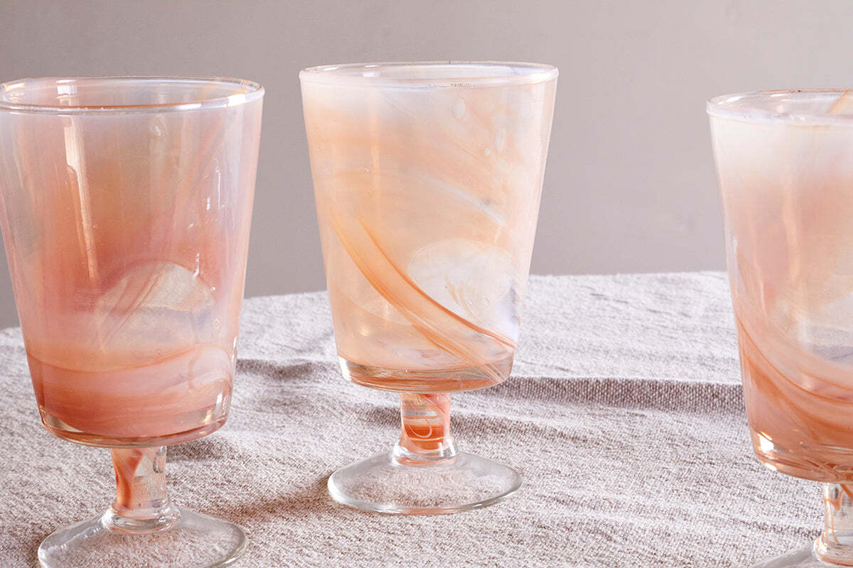 Shirali Marble Swirl Wine Glass - Apricot - (Set of 4) - Image 3