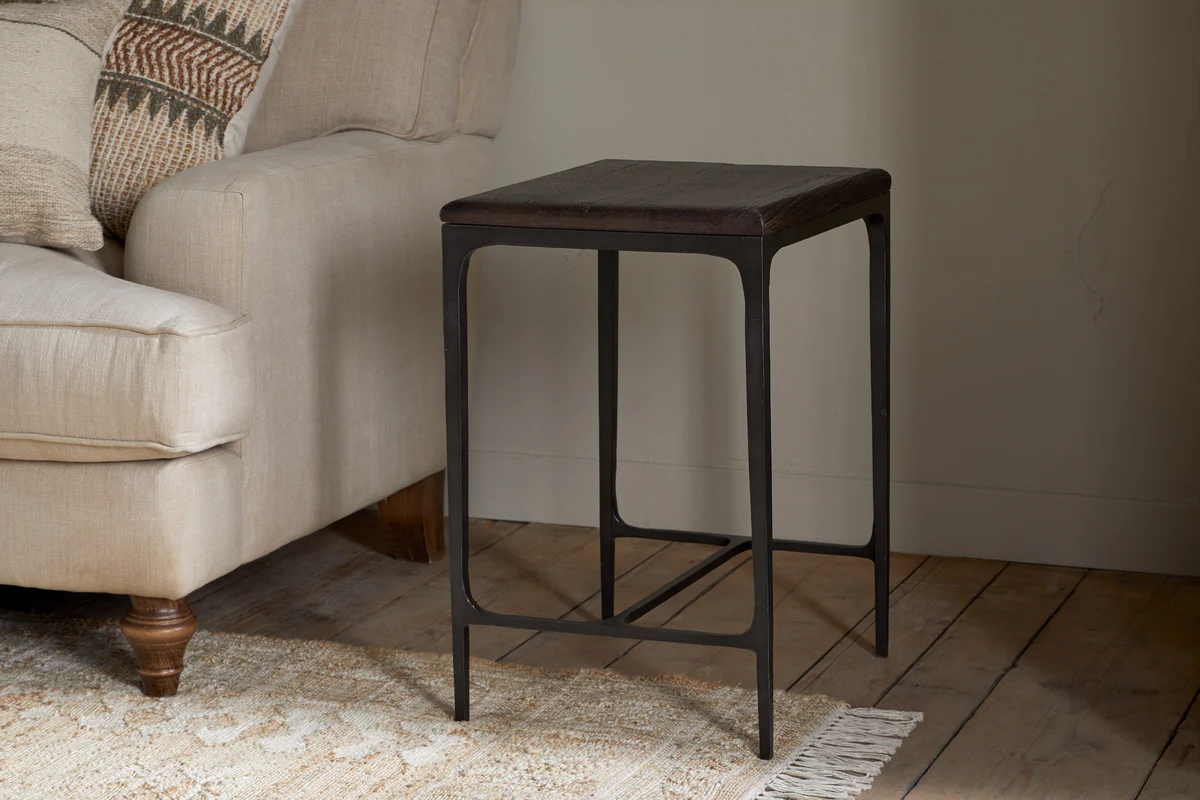 Sita Reclaimed Wood & Iron Side Table - Chocolate Brown - Image 2