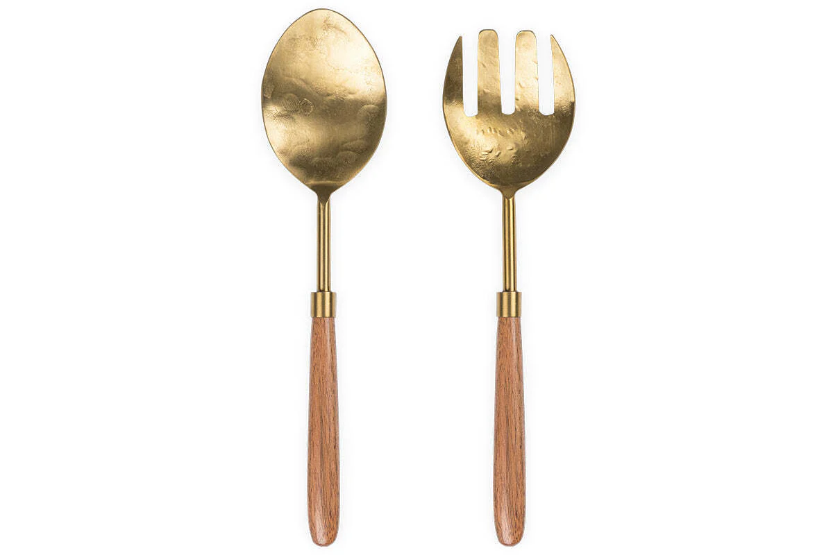 Soni Salad Servers - Gold & Acacia (Set of 2) - Image 5
