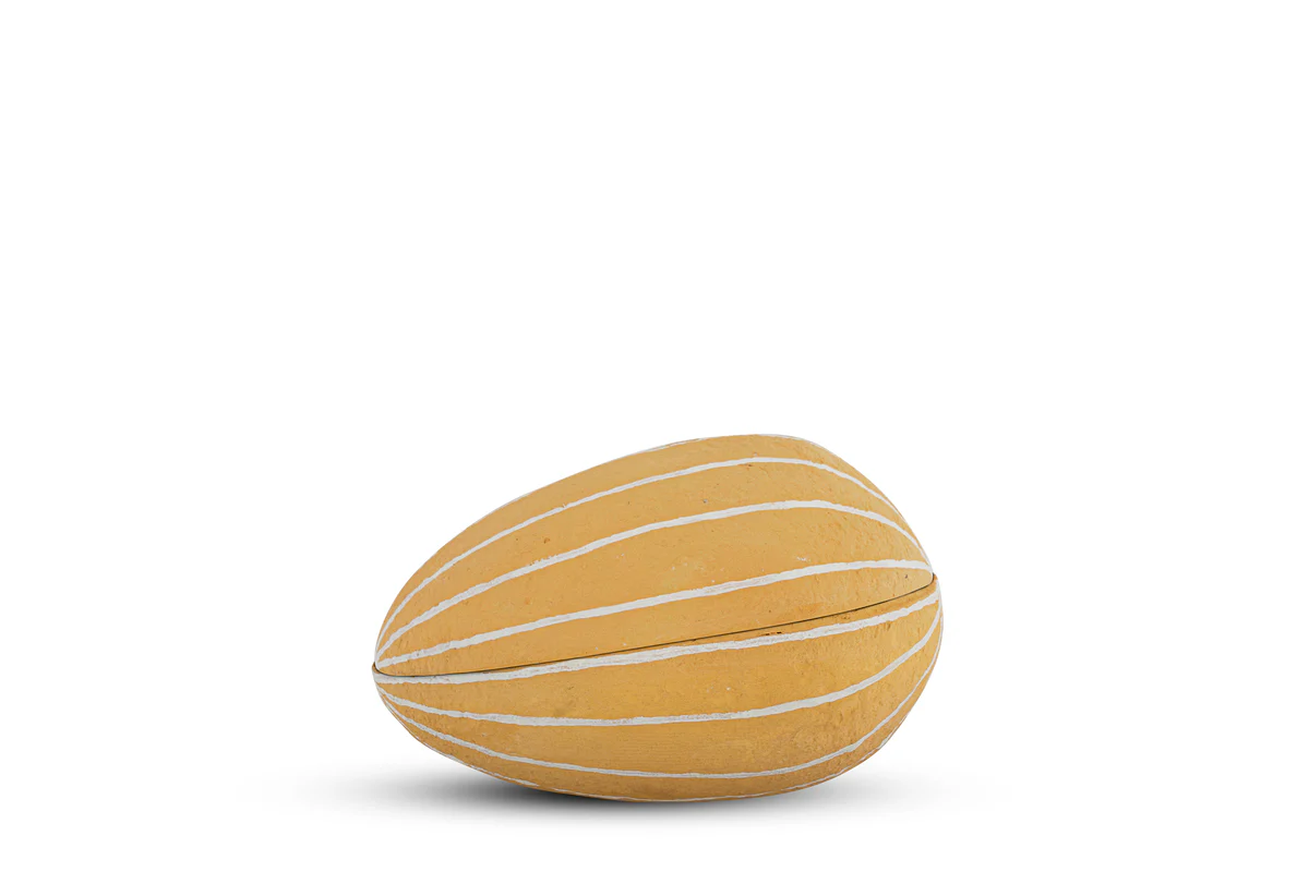 Surya Recycled Cotton Paper Side Opening Egg - Ochre & Cream - Image 5
