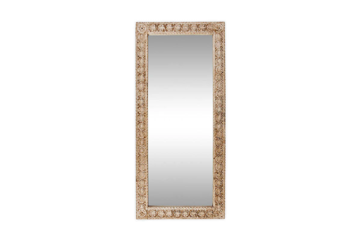 Tannir Carved Mango Wood Mirror - Natural - Image 4