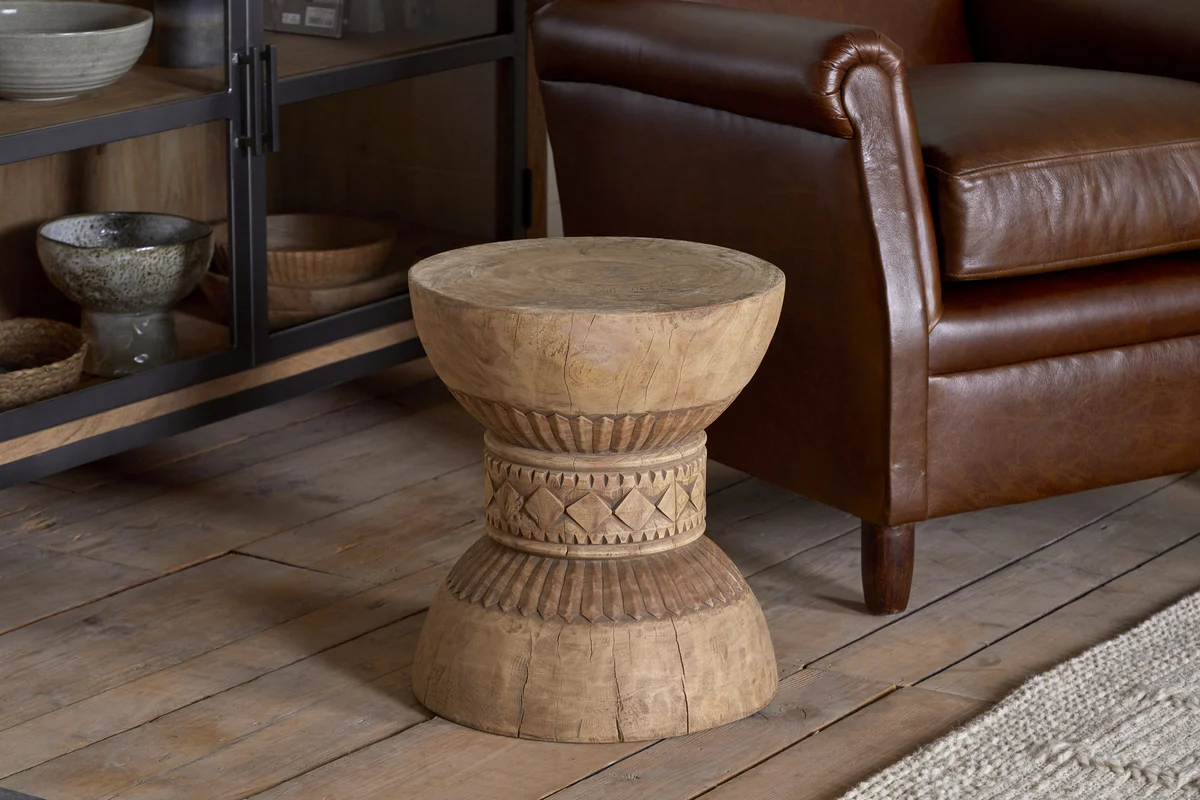 Taru Carved Side Table - Natural - Image 2