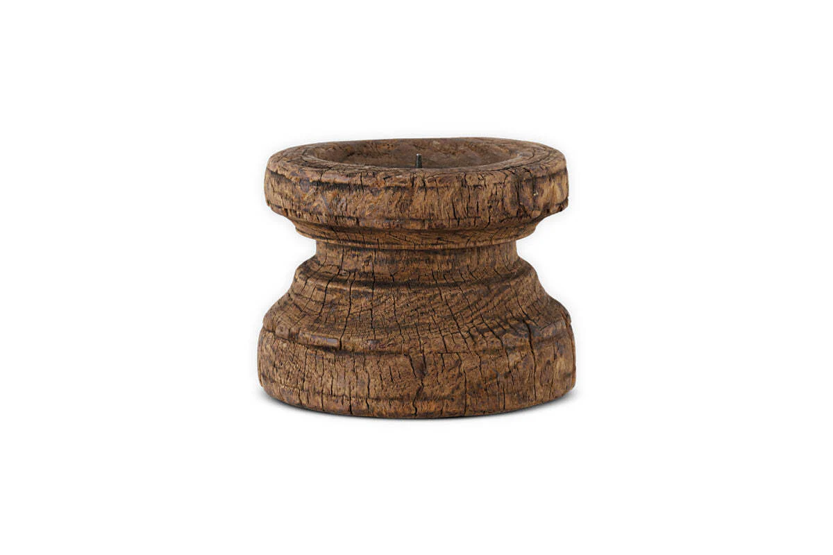 Thoko Reclaimed Round Candlestick - Dark Stain - Image 9