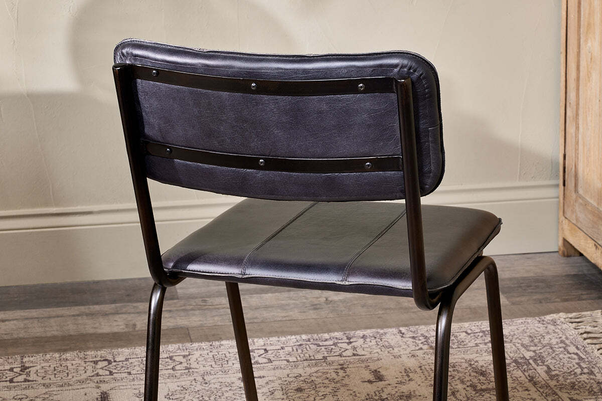Ukari Leather Dining Chair - Aged Black - Image 4