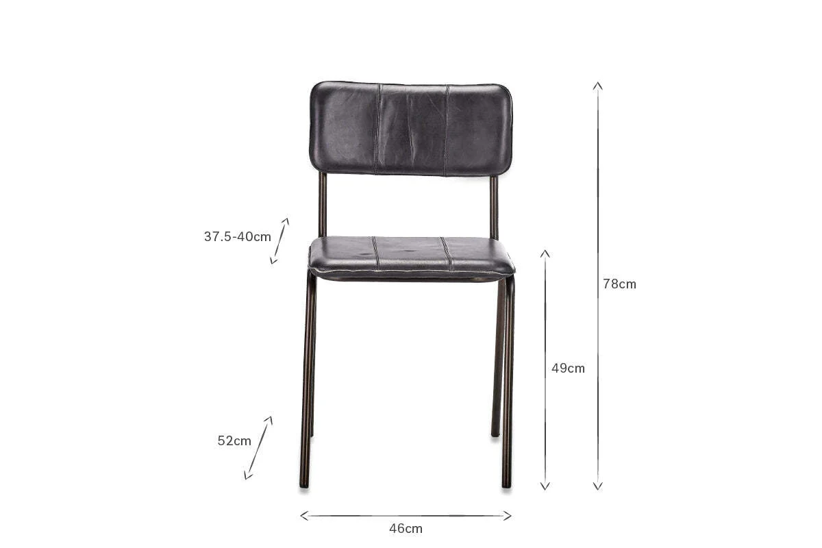 Ukari Leather Dining Chair - Aged Black - Image 7