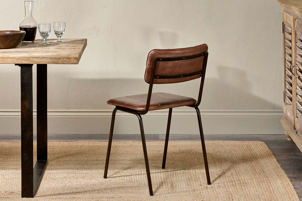 Ukari Leather Dining Chair - Chocolate Brown - Image 6