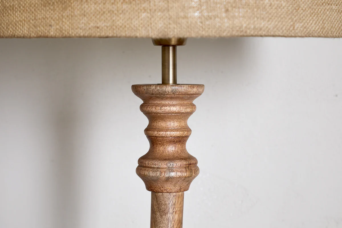 Usha Classic Wooden Floor Lamp - Natural - Image 3