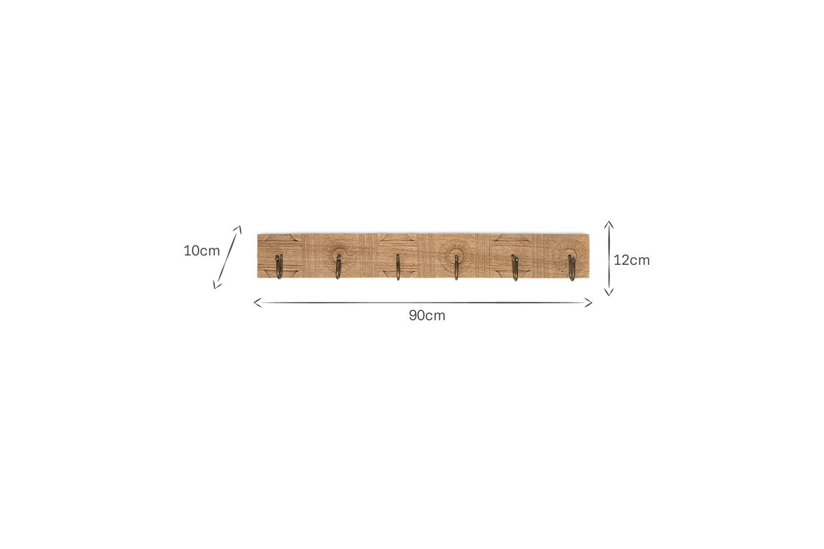 Veduru Mango Wood Carved Hook - Natural (Row of 6) - Image 5