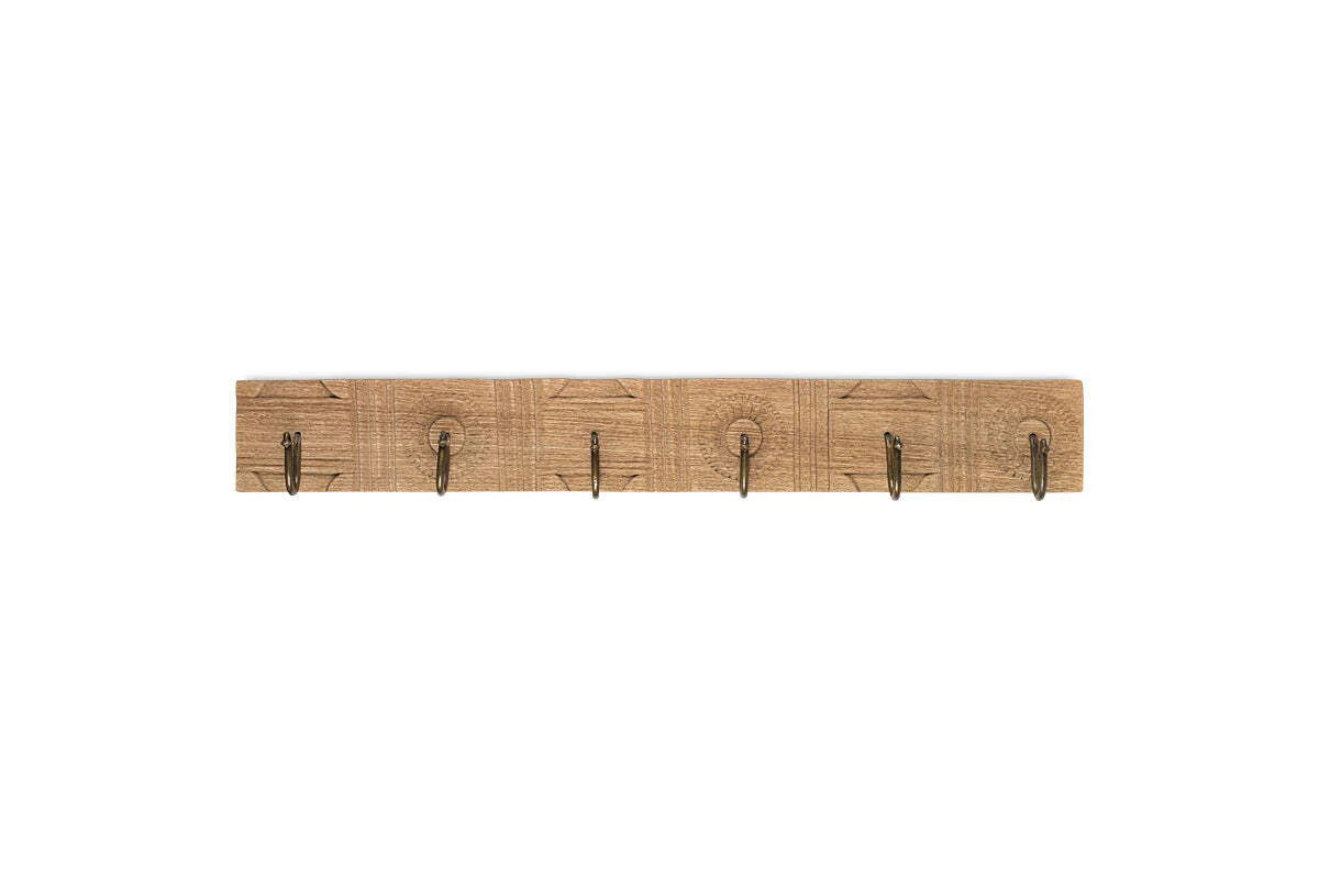 Veduru Mango Wood Carved Hook - Natural (Row of 6) - Image 6