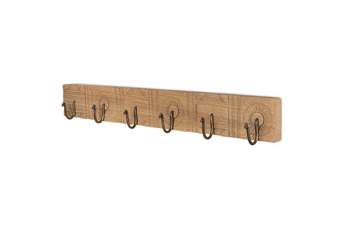 Veduru Mango Wood Carved Hook - Natural (Row of 6) - Image 7