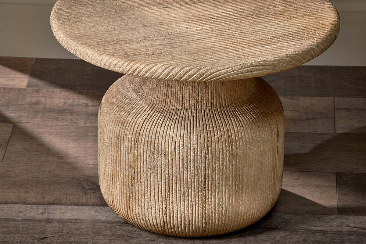 Vivan Grooved Wood Side Table - Image 3