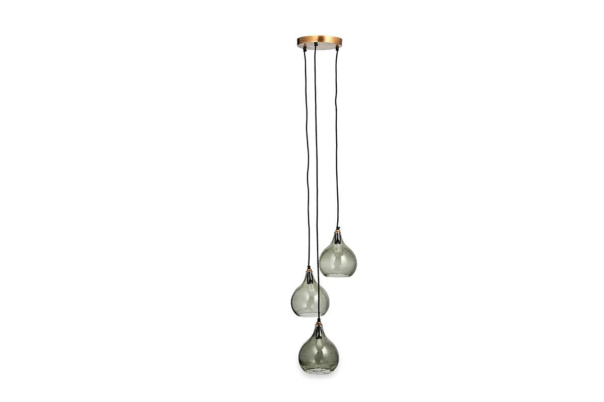Ziva Recycled Glass Cluster Pendant - Green Smoke - Image 5