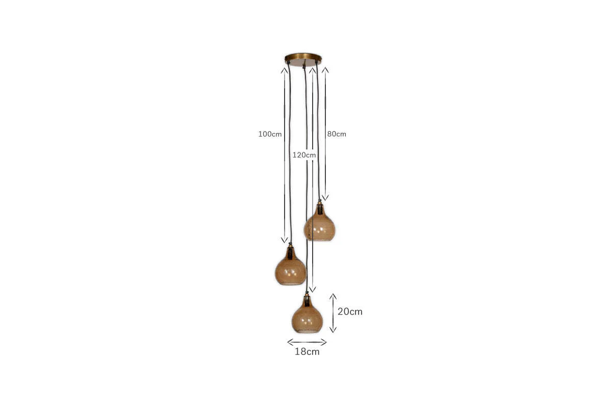 Ziva Recycled Glass Cluster Pendant -  Light Smoke Brown - Image 4