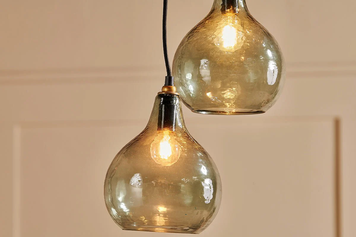 Ziva Statement Recycled Glass Cluster Pendant - Green Smoke - Image 5