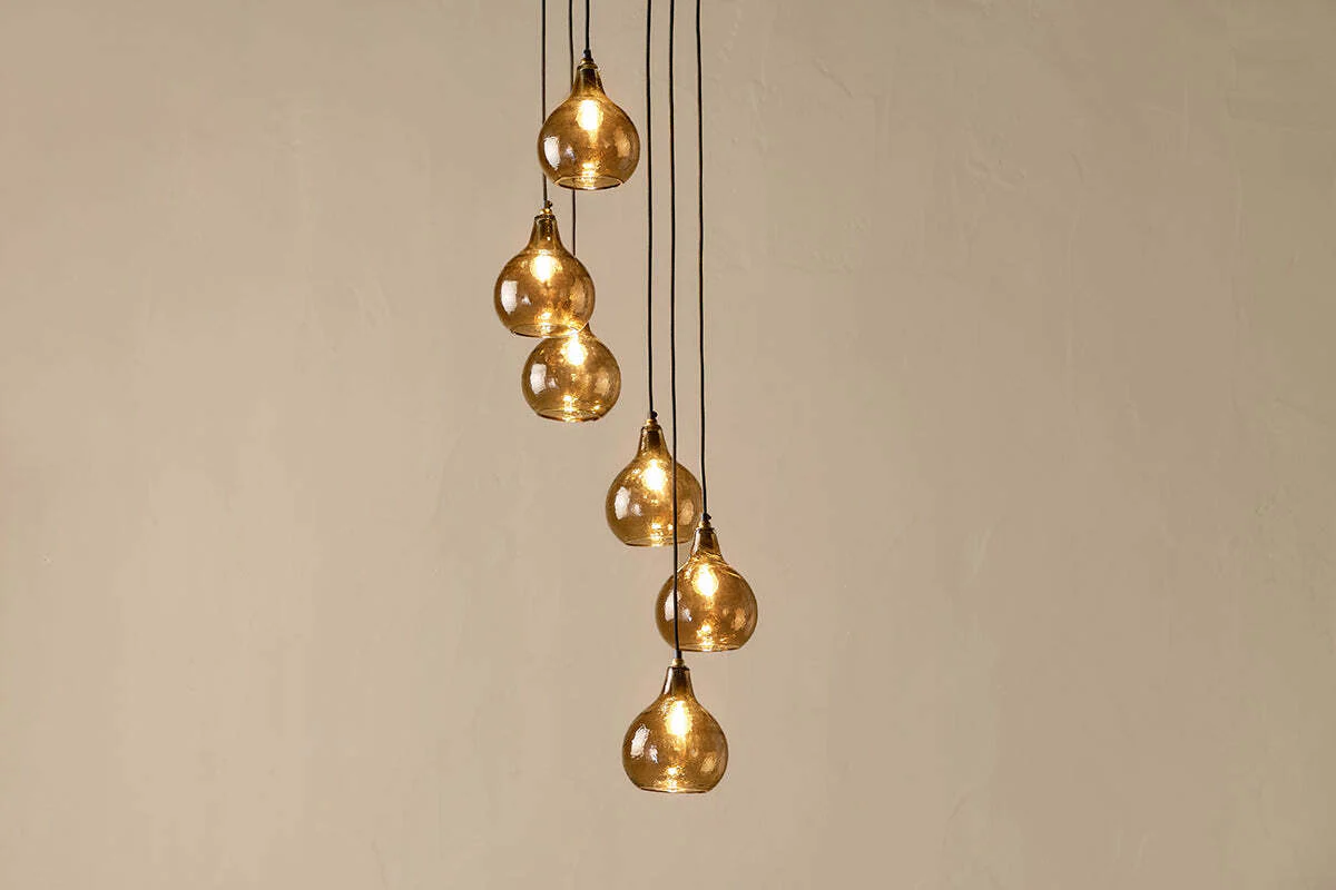 Ziva Statement Recycled Glass Cluster Pendant - Light Smoke Brown
