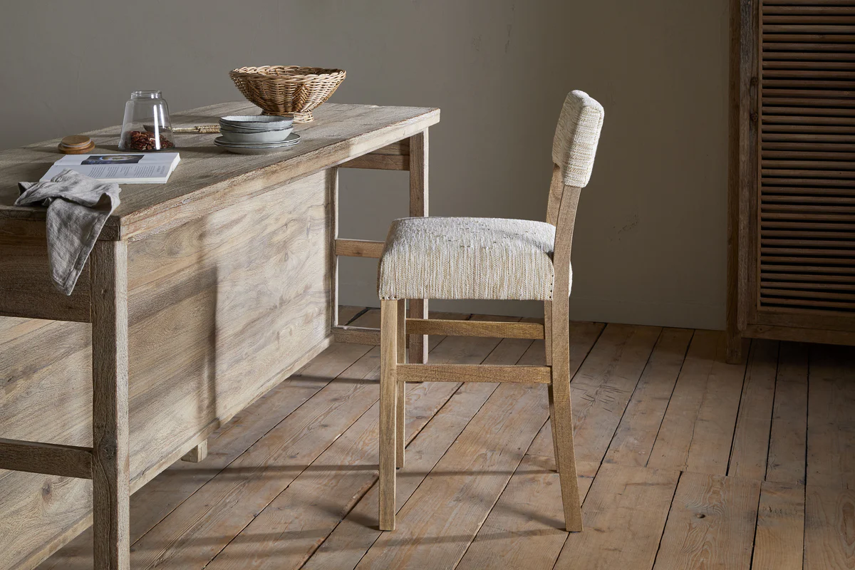 Zoha Cotton & Jute Upholstered Counter Chair - Natural - Image 3