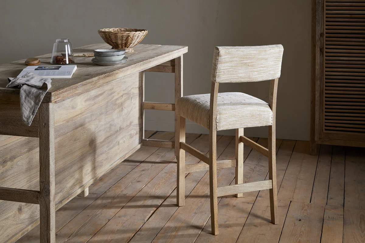 Zoha Cotton & Jute Upholstered Counter Chair - Natural - Image 4