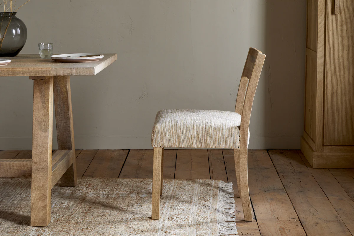 Zoha Cotton & Jute Upholstered Dining Chair - Natural - Image 3