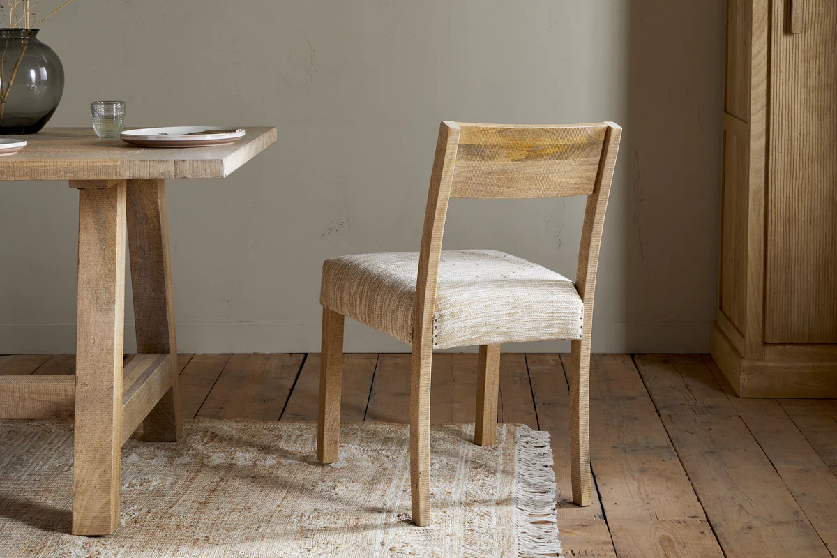 Zoha Cotton & Jute Upholstered Dining Chair - Natural - Image 4